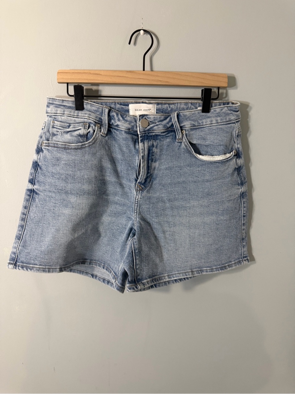Dear John Faded Light Blue Denim Shorts - Women's Casual Midrise
